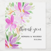 Summer Watercolor Handgemalte Blume Monogramm Weinetikett (Einzelnes Label)