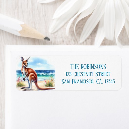 Summer Watercolor Kangaroo am Strand (Insitu)