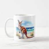 Summer Watercolor Kangaroo am Strand Kaffeetasse (Links)