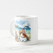 Summer Watercolor Kaninchen am Strand Kaffeetasse (Vorderseite Links)