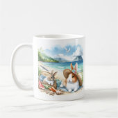 Summer Watercolor Kaninchen am Strand Kaffeetasse (Links)