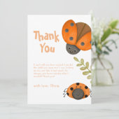 Summer Watercolor Kleine Ladybug Babydusche Dankeskarte (Stehend Vorderseite)