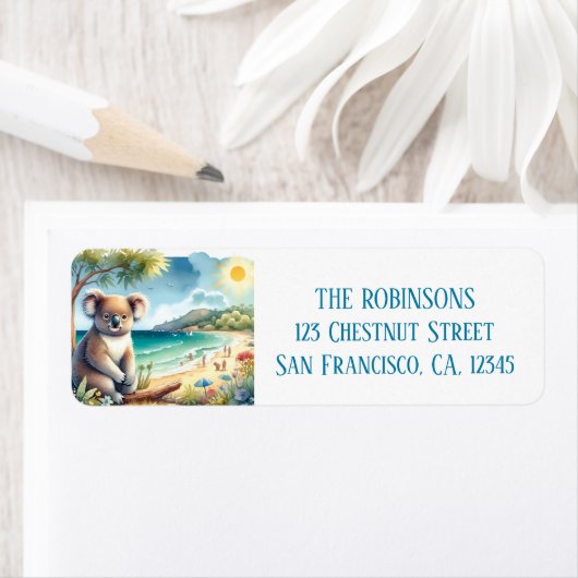 Summer Watercolor Koala am Strand (Insitu)