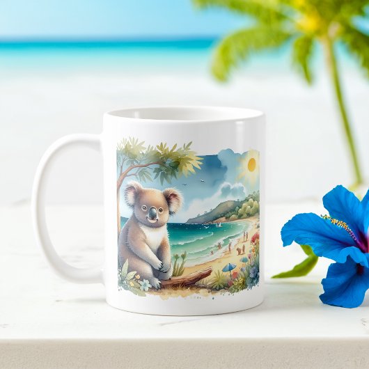 Summer Watercolor Koala am Strand Kaffeetasse