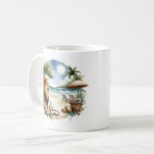 Summer Watercolor Löwe am Strand Kaffeetasse (Vorderseite Links)