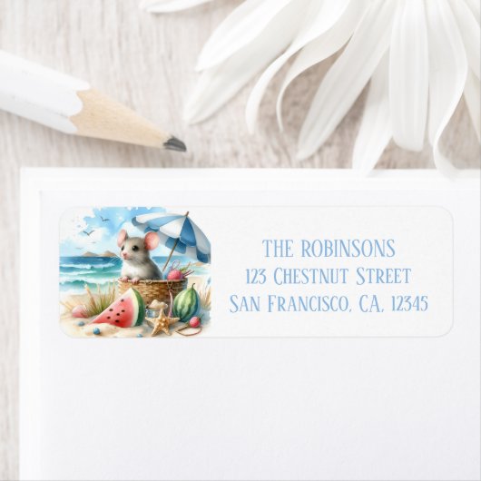 Summer Watercolor Maus am Strand (Insitu)