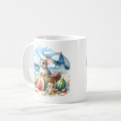 Summer Watercolor Maus am Strand Kaffeetasse (Vorderseite Links)