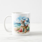 Summer Watercolor Maus am Strand Kaffeetasse (Links)