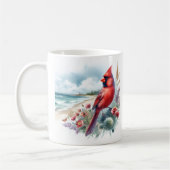 Summer Watercolor Northern Kardinal am Strand Kaffeetasse (Links)