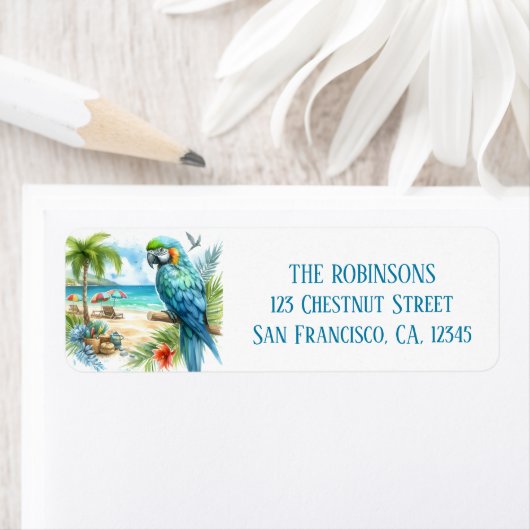 Summer Watercolor Parrot am Strand (Insitu)