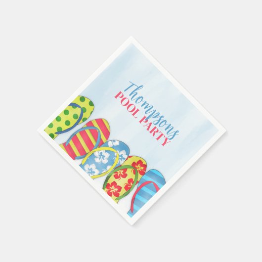 Summer Watercolor Pool Party Custom Serviette (Ecke)