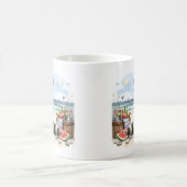 Summer Watercolor Raccoon am Strand Kaffeetasse (Mittel)