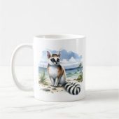 Summer Watercolor Ringtail am Strand Kaffeetasse (Links)