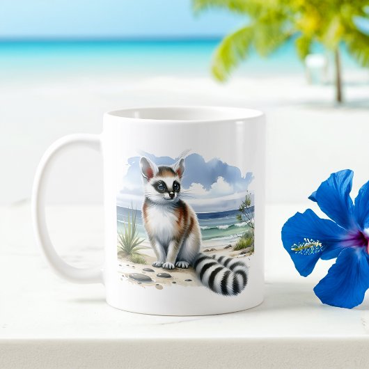 Summer Watercolor Ringtail am Strand Kaffeetasse