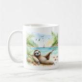 Summer Watercolor Sloth am Strand Kaffeetasse (Links)