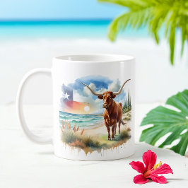 Summer Watercolor Texas Long Horn Kaffeetasse