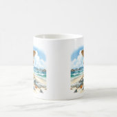 Summer Watercolor tiger am Strand Kaffeetasse (Mittel)