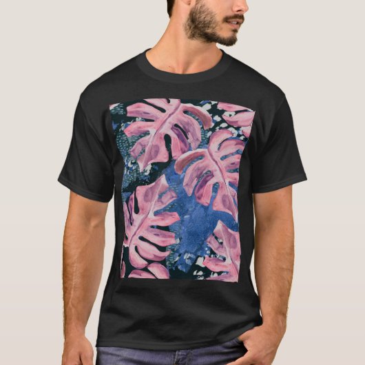 Summer Watercolor Tropical Grunge Pattern T-Shirt (Vorderseite)