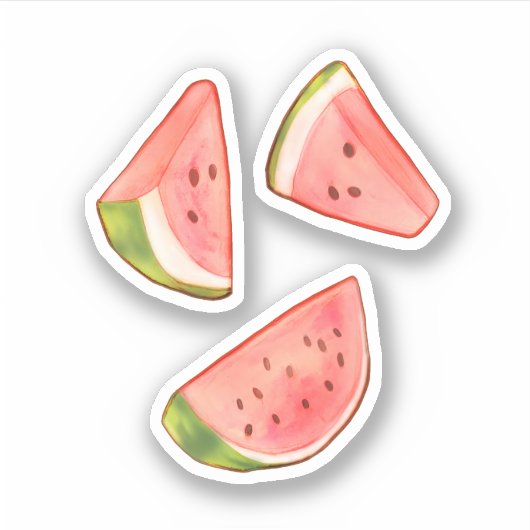 Summer Watercolor Watermelon Aufkleber (Vorderseite)