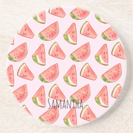 Summer Watercolor Watermelon Getränkeuntersetzer (Vorne)