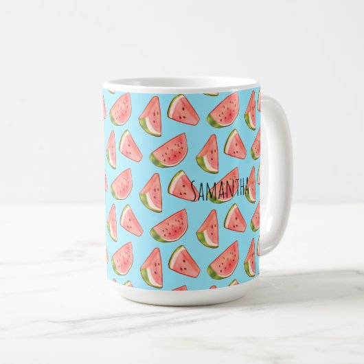 Summer Watercolor Watermelon Kaffeetasse (VorderseiteRechts)