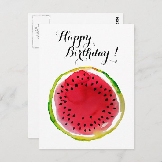 Summer Watercolor Watermelon Postkarte (Vorne/Hinten)