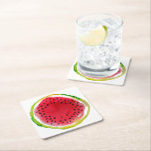 Summer Watercolor Watermelon Rechteckiger Pappuntersetzer (Vor Ort)