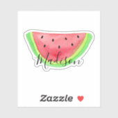 Summer Watercolor Watermelon Slice Name Aufkleber (Blatt)