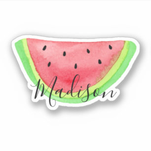 Summer Watercolor Watermelon Slice Name Aufkleber