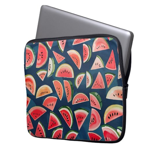 Summer Watercolor Watermelon Slices Patten Laptopschutzhülle (Vorderseite Links)