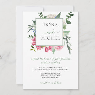 Summer Watercolor Wild Floral Wedding Einladung