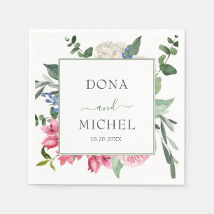 Summer Watercolor Wild Floral Wedding Serviette