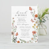 Summer Watercolor Wildblume Brunch Brautparty Einladung (Stehend Vorderseite)