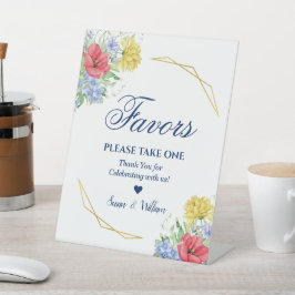 Summer Watercolor Wildblumen Bouquet Favoriten Sockelschild