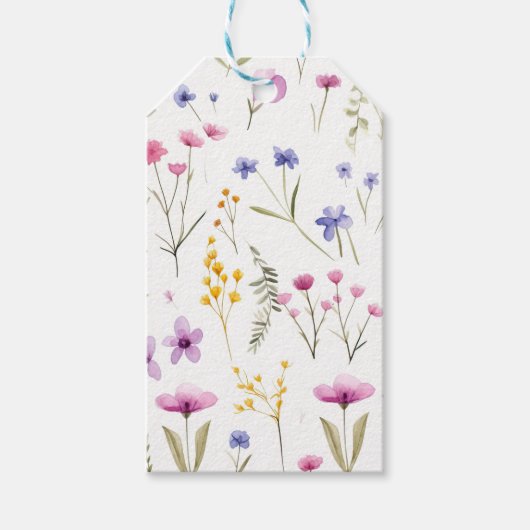 Summer Watercolor-Wildblumen Geschenkanhänger (Vorderseite)