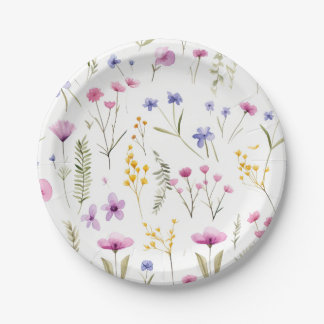 Summer Watercolor-Wildblumen Pappteller