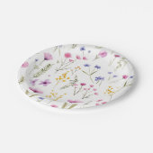 Summer Watercolor-Wildblumen Pappteller (Schrägansicht)