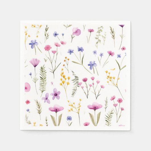 Summer Watercolor-Wildblumen Serviette (Vorderseite)