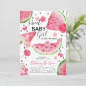 Summer Watermelon 'A Sweet Baby' Girl Baby Dusche Einladung (Stehend Vorderseite)