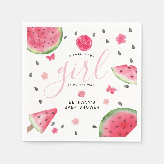 Summer Watermelon 'A Sweet Baby' Girl Baby Dusche Serviette (Vorderseite)