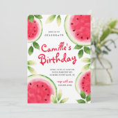 Summer Watermelon Birthday Einladung (Stehend Vorderseite)
