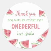 Summer Watermelon Birthday Runder Aufkleber (Vorderseite)