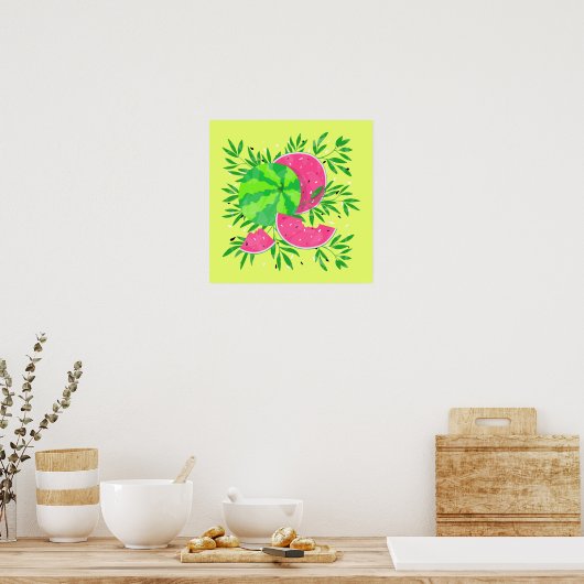 Summer Watermelon Branches Bright Tropical Poster (Küche)