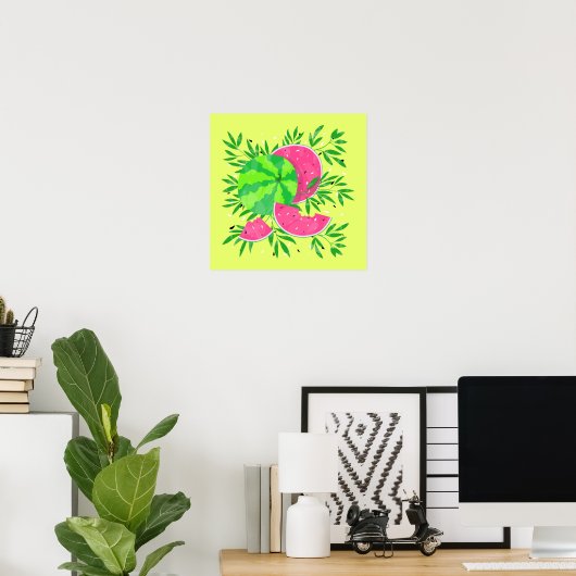 Summer Watermelon Branches Bright Tropical Poster (Heimbüro)