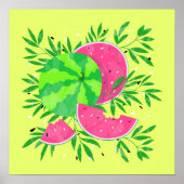 Summer Watermelon Branches Bright Tropical Poster (Vorne)