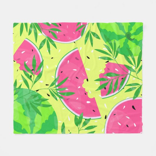Summer Watermelon Branches Seeds Bright Tropical Fleecedecke (Vorderseite (Horizontal))