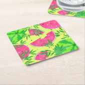 Summer Watermelon Branches Seeds Bright Tropical Rechteckiger Pappuntersetzer (angewinkelt)