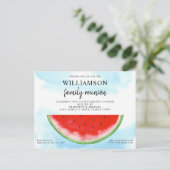 Summer Watermelon Family Wiedersehen Ankündigungspostkarte (Stehend Vorderseite)