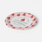 Summer Watermelon First Birthday Pappteller (Schrägansicht)