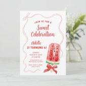 Summer Watermelon Geburtstagsparty Einladung (Stehend Vorderseite)